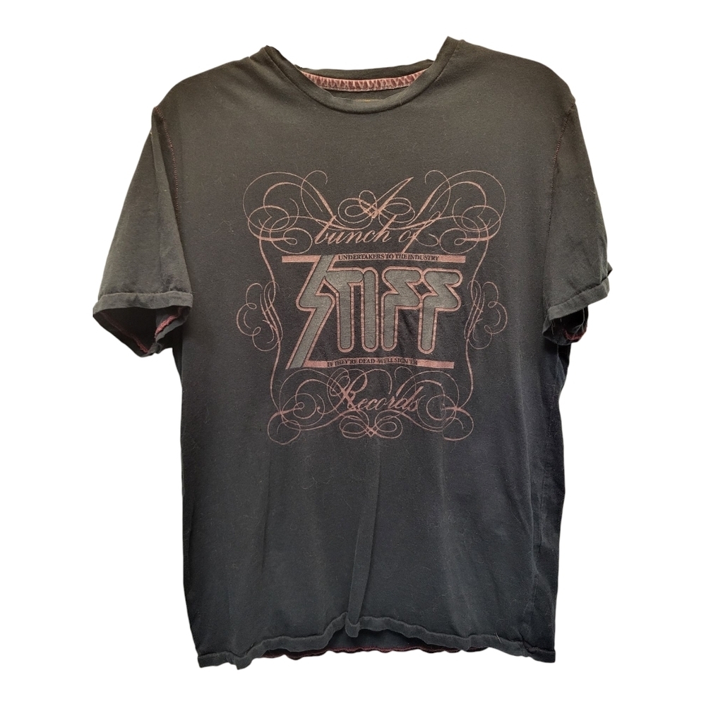 Vintage Next Stiff Records Black Short Sleeve Graphic Tee - Size M